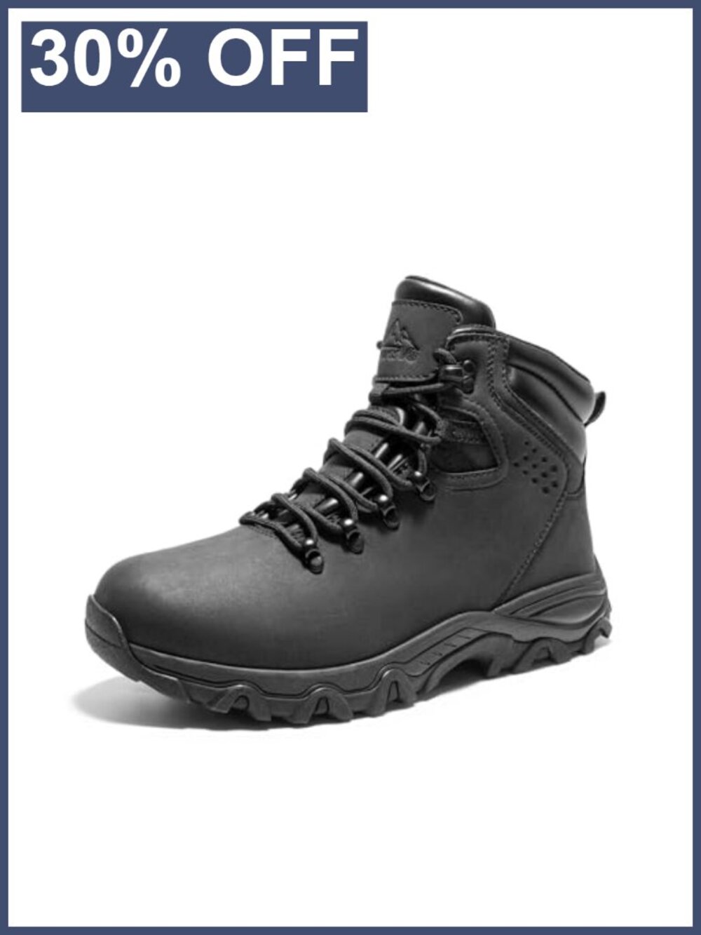 Men's Waterproof Insulated Winter Snow Boots Faux Leather Mid-Top